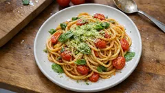 Scarpariello con parmigiano verde: la pasta estiva semplice che profuma di basilico